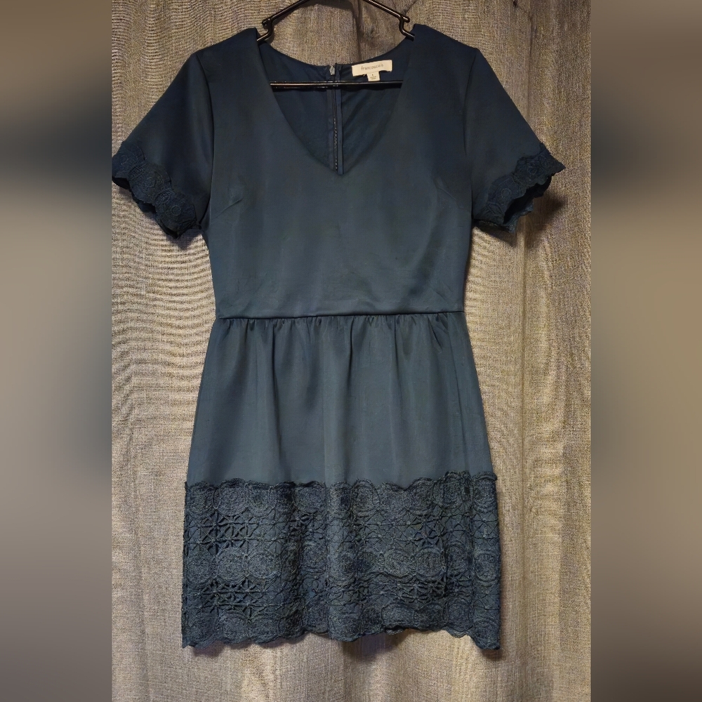Francesca’s Deep Green Lace Trim Dress